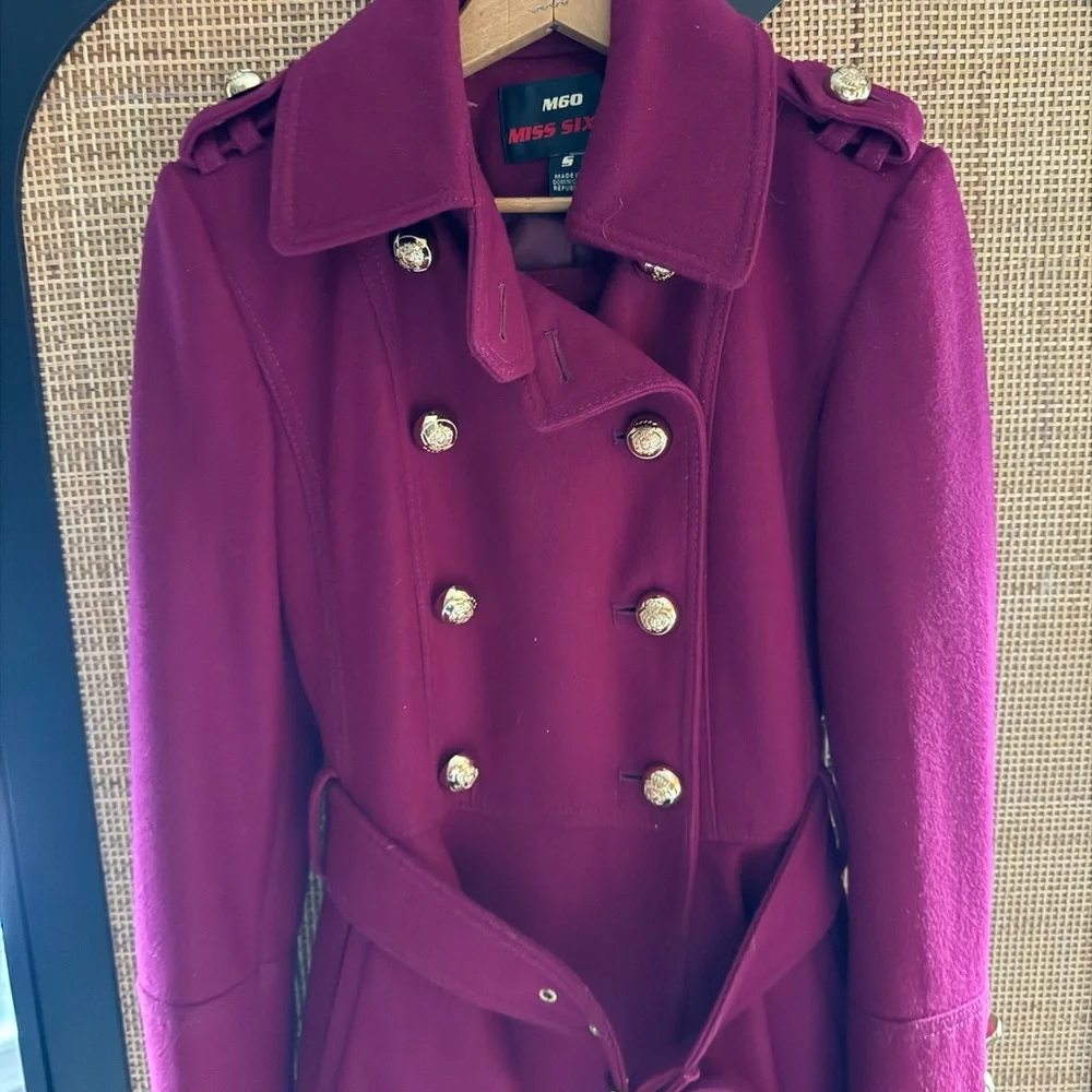 Miss Sixty Maroon Coat with Gold Accents - Picture 2 of 3